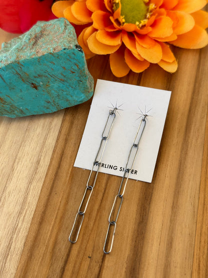 Sterling Silver Chain Link Dangle Earrings