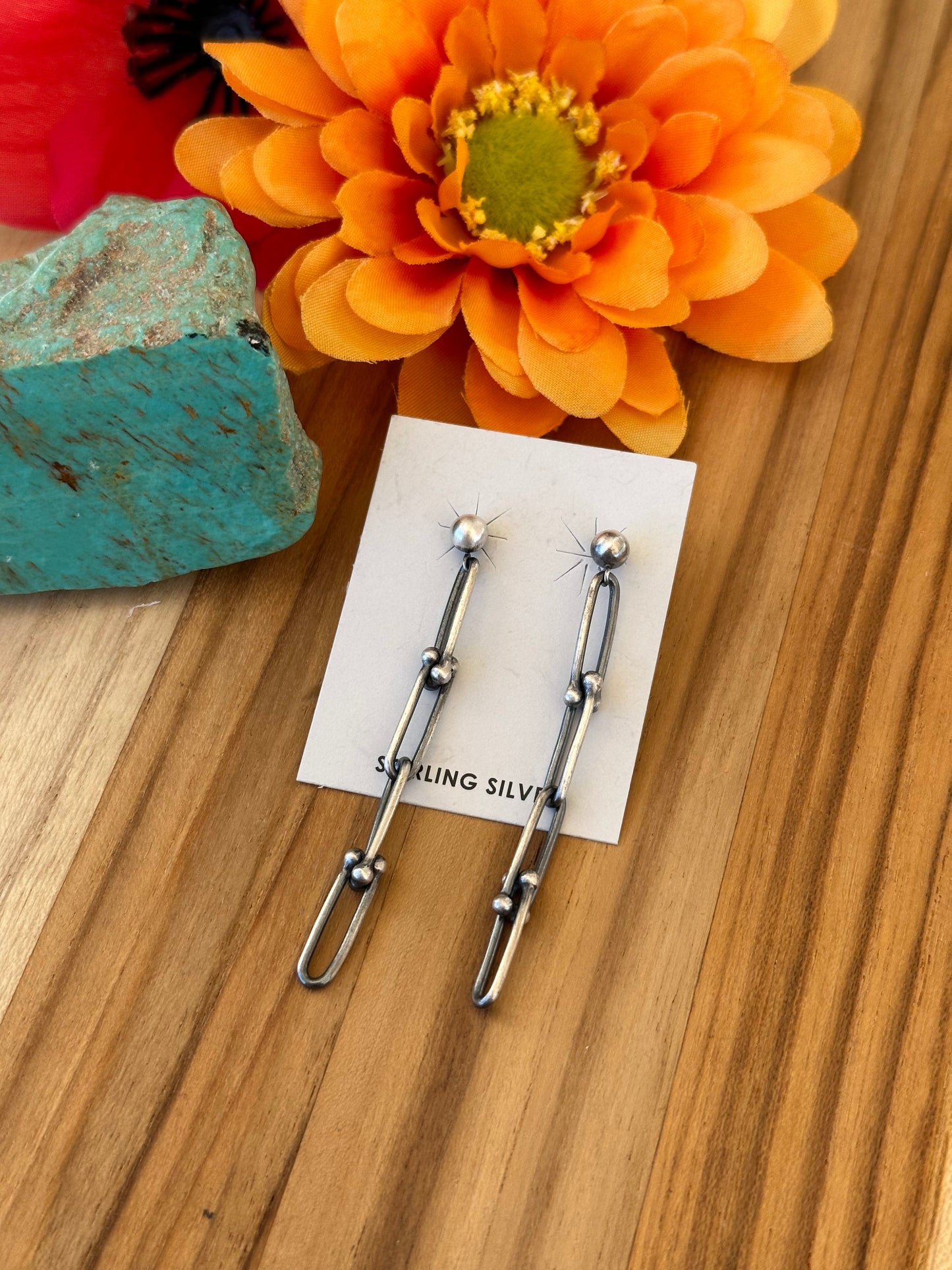 Sterling Silver Chain Link Dangle Earrings