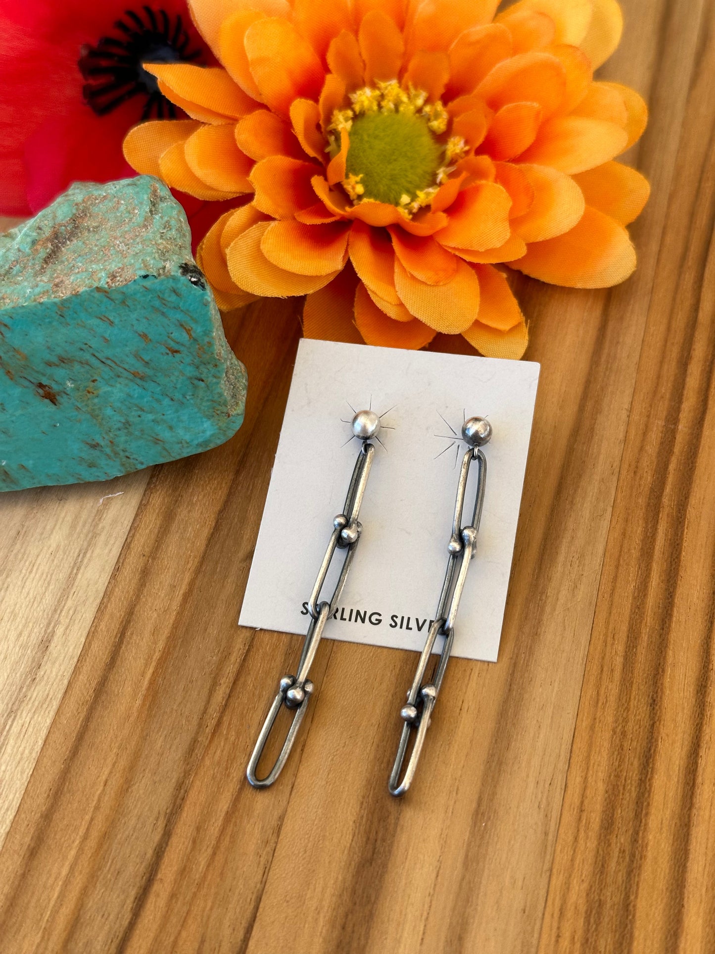 Sterling Silver Chain Link Dangle Earrings
