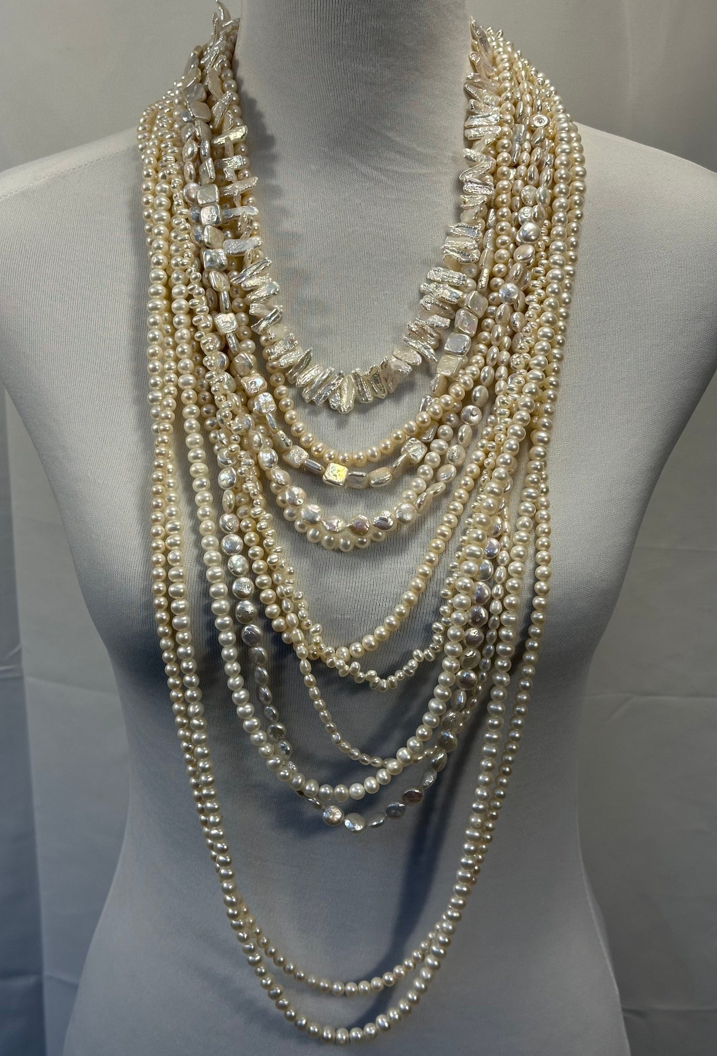 Freshwater Pearl 12 Strand Layered Necklace
