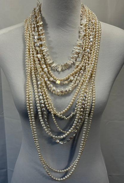 Freshwater Pearl 12 Strand Layered Necklace