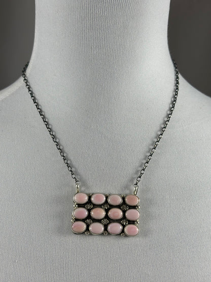 Pink Conch Cluster Sterling Silver Necklace