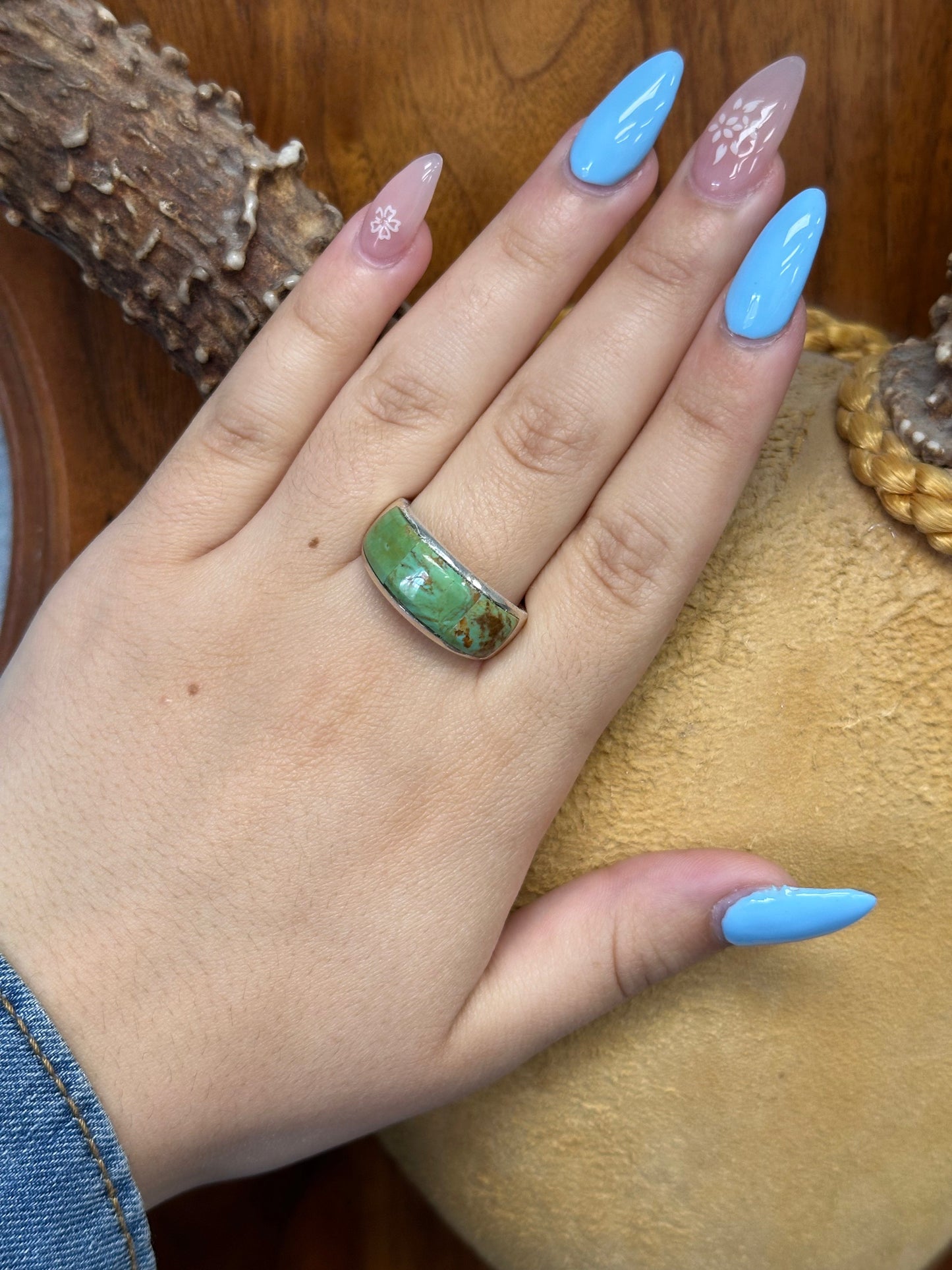 Signet Kingman Turquoise Inlay Rings