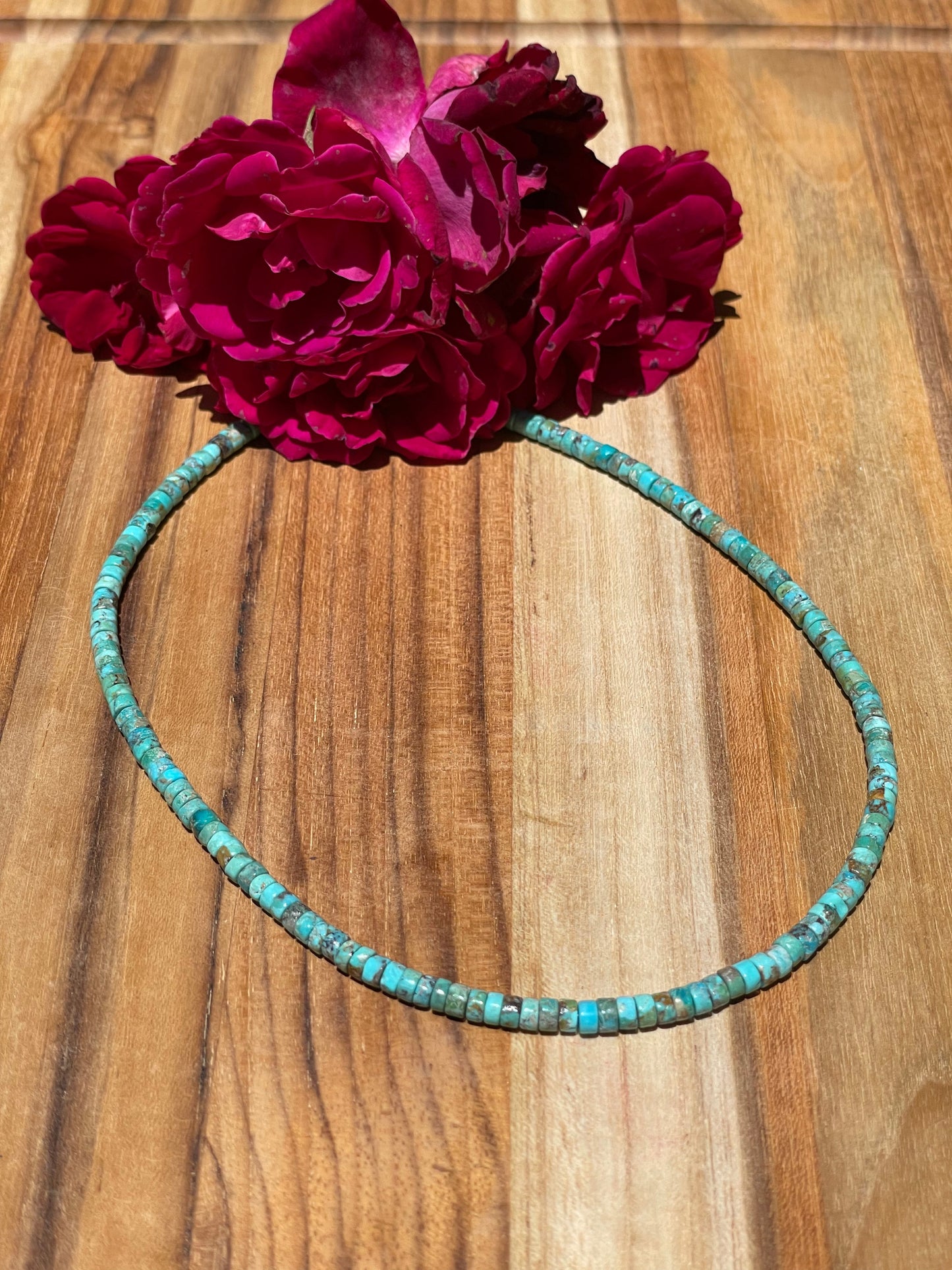 16" Kingman Turquoise Heishi Necklace