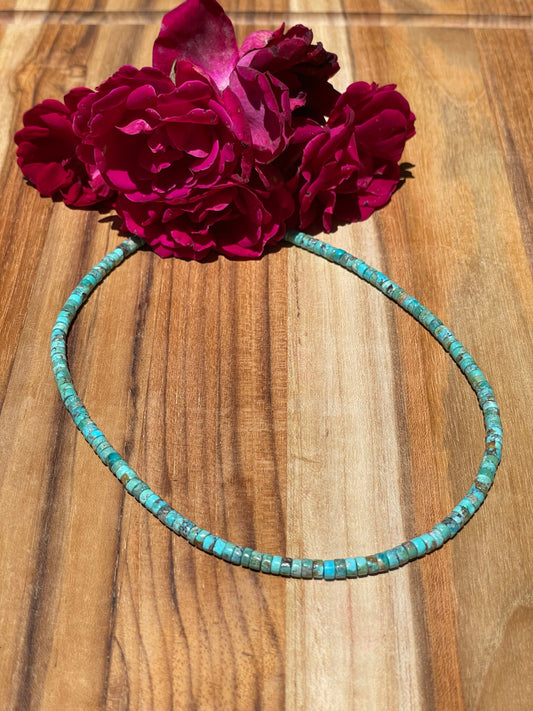 16" Kingman Turquoise Heishi Necklace