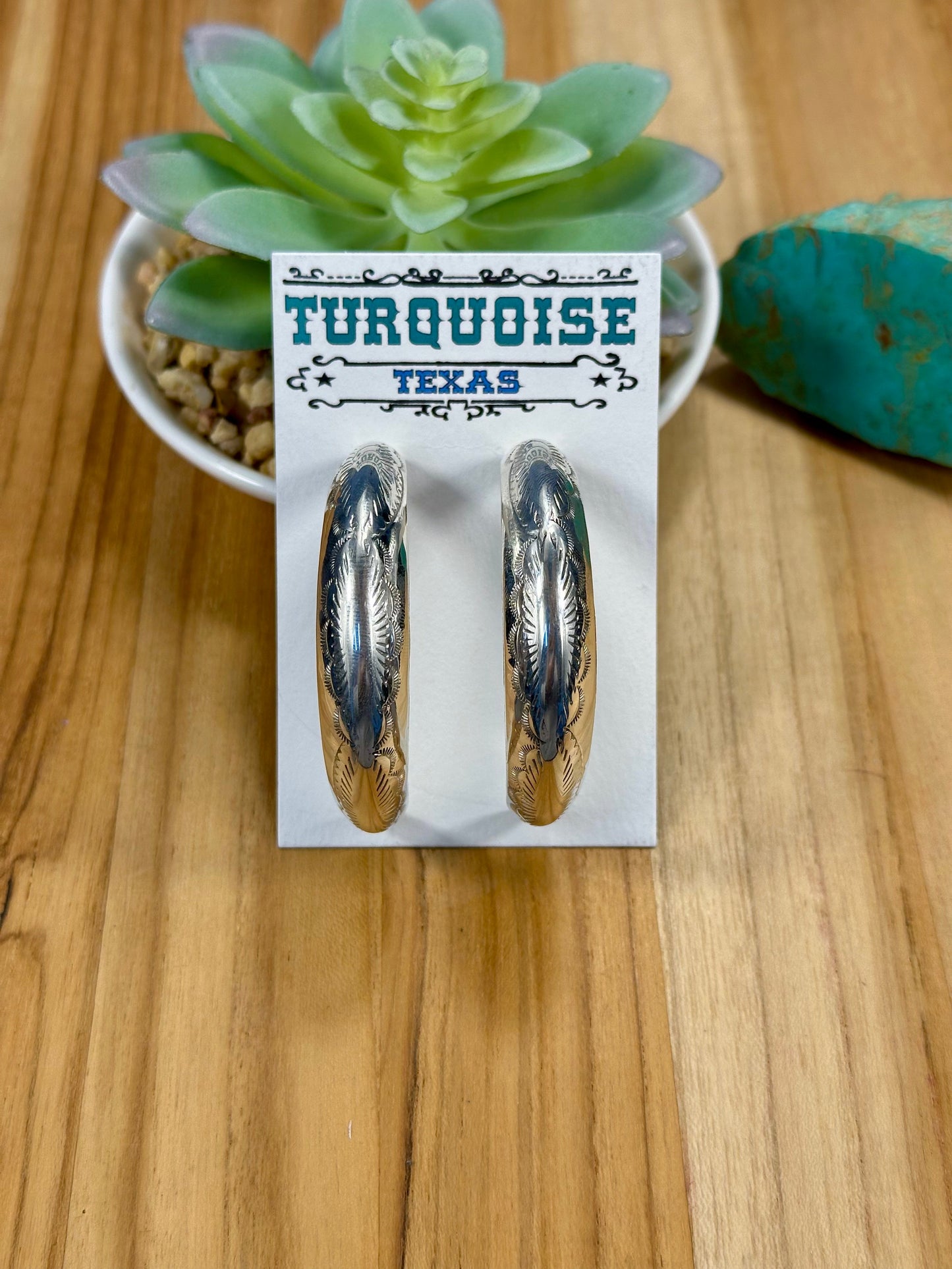 Sterling Silver Stamped Hoop Earrings