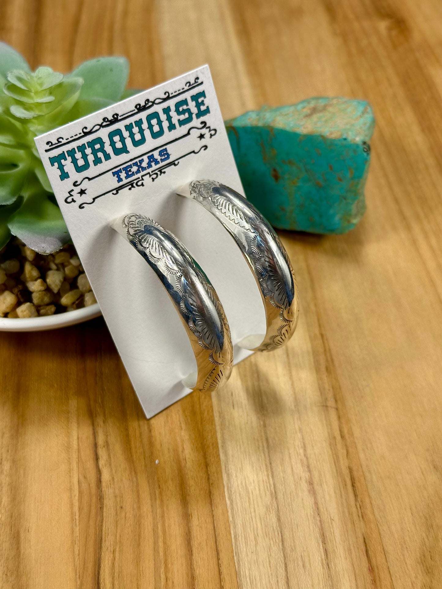 Sterling Silver Stamped Hoop Earrings