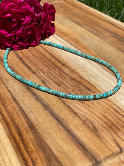 16" Kingman Turquoise Heishi Necklace