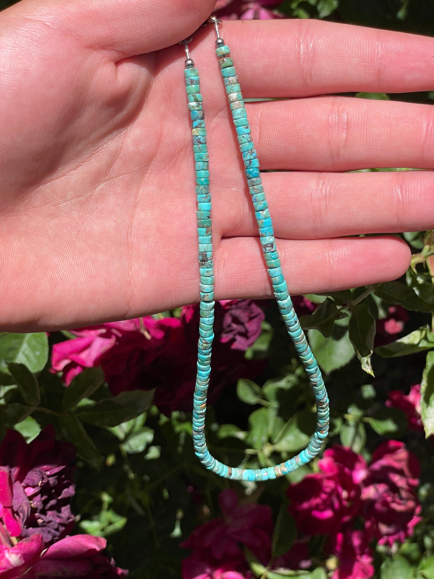 16" Kingman Turquoise Heishi Necklace