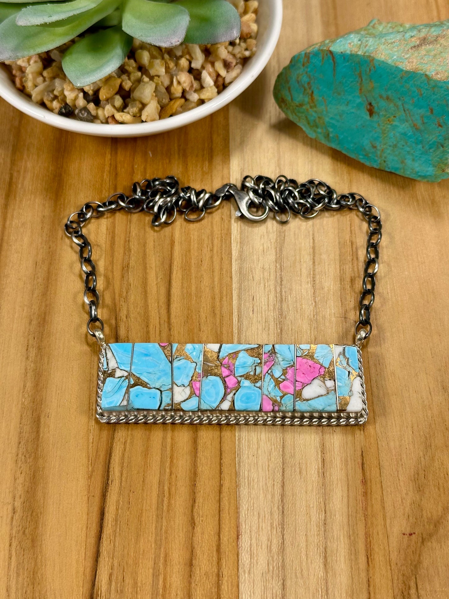 Cotton Candy Bar Sterling Silver Necklace