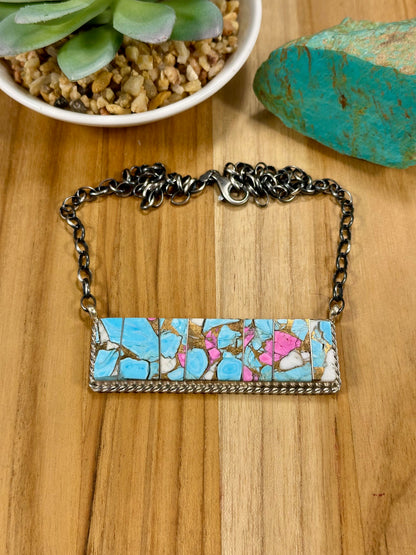 Cotton Candy Bar Sterling Silver Necklace