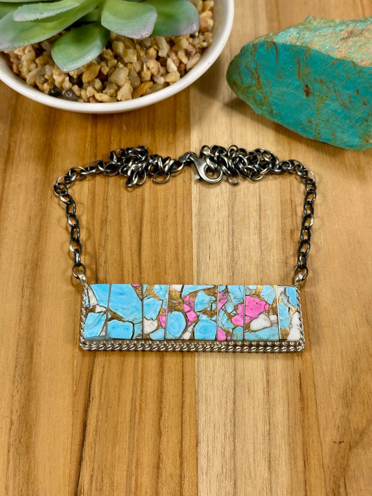 Cotton Candy Bar Sterling Silver Necklace