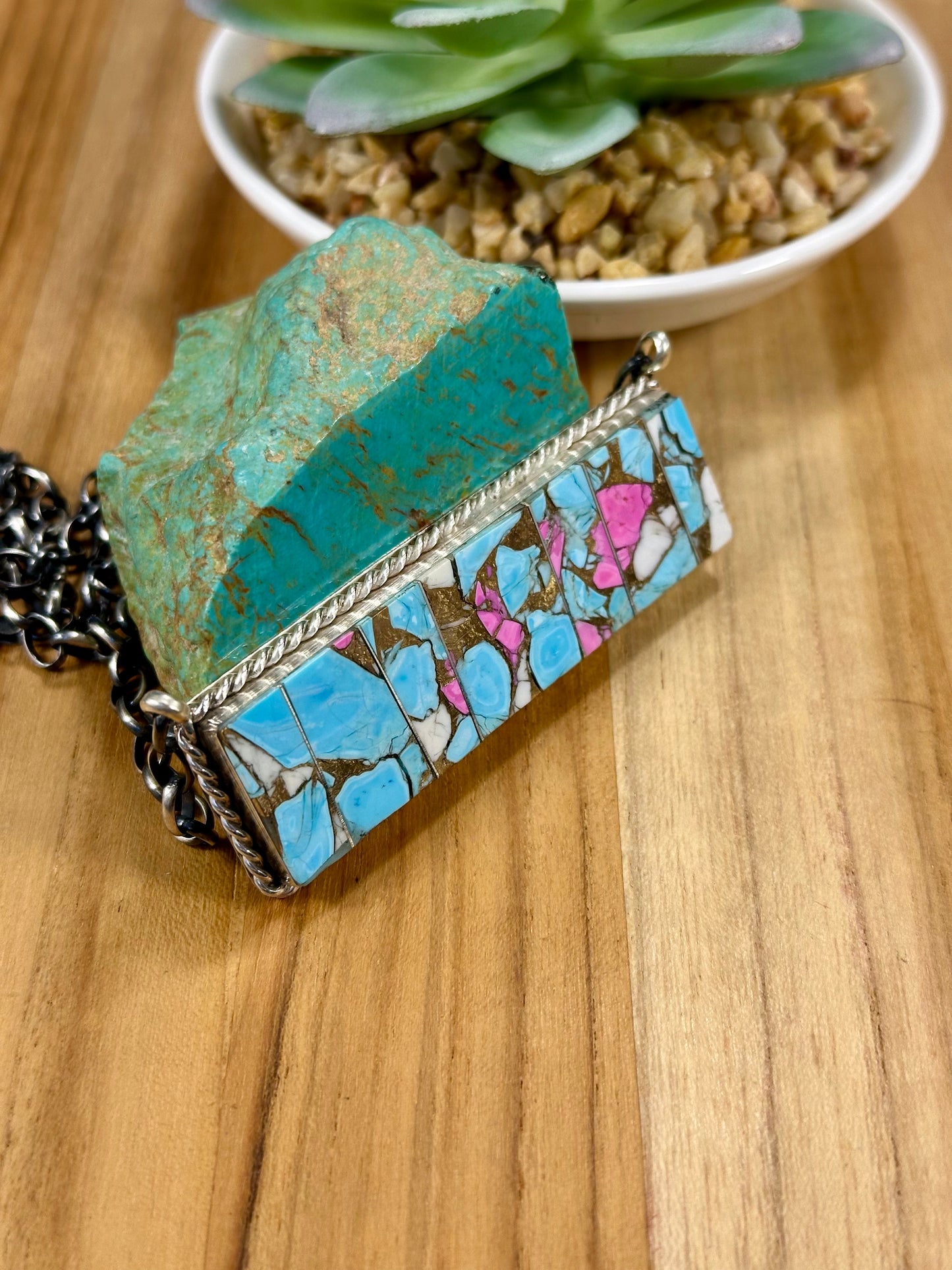 Cotton Candy Bar Sterling Silver Necklace