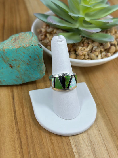 Multi Color Stone Men's Inlay Ring