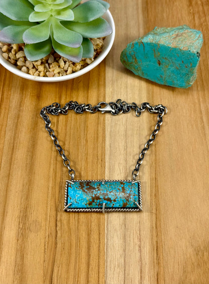 Kingman Turquoise Waterproof Bar Necklace