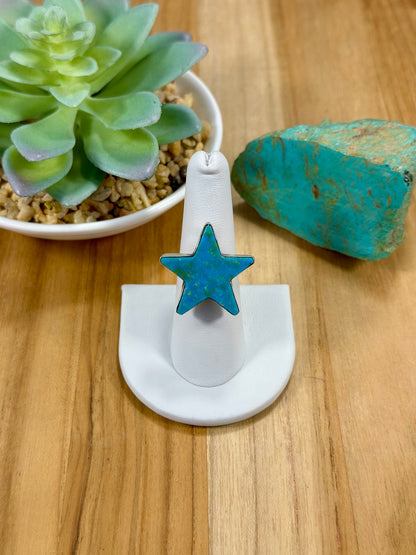 Kingman Turquoise Star Sterling Silver Ring