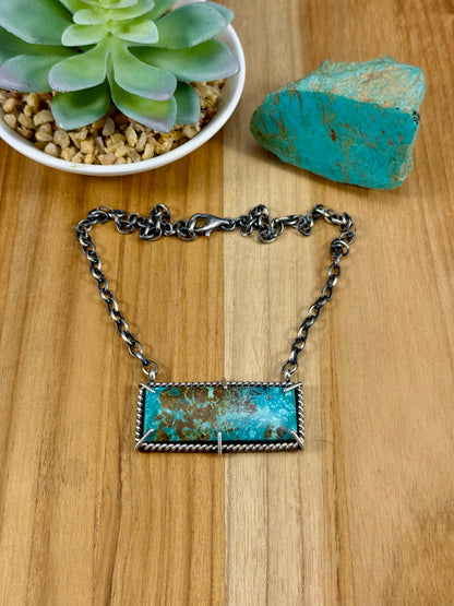 Kingman Turquoise Waterproof Bar Necklace