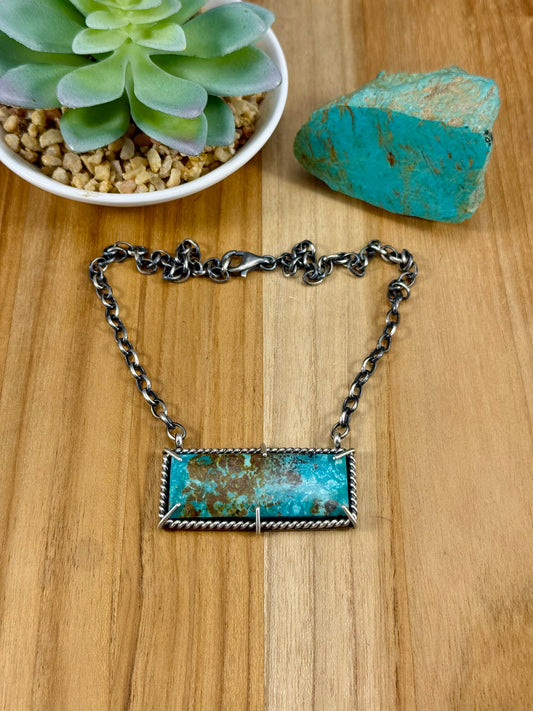 Kingman Turquoise Waterproof Bar Necklace