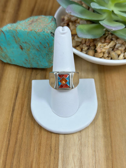 Multi Color Stone Men Inlay Ring