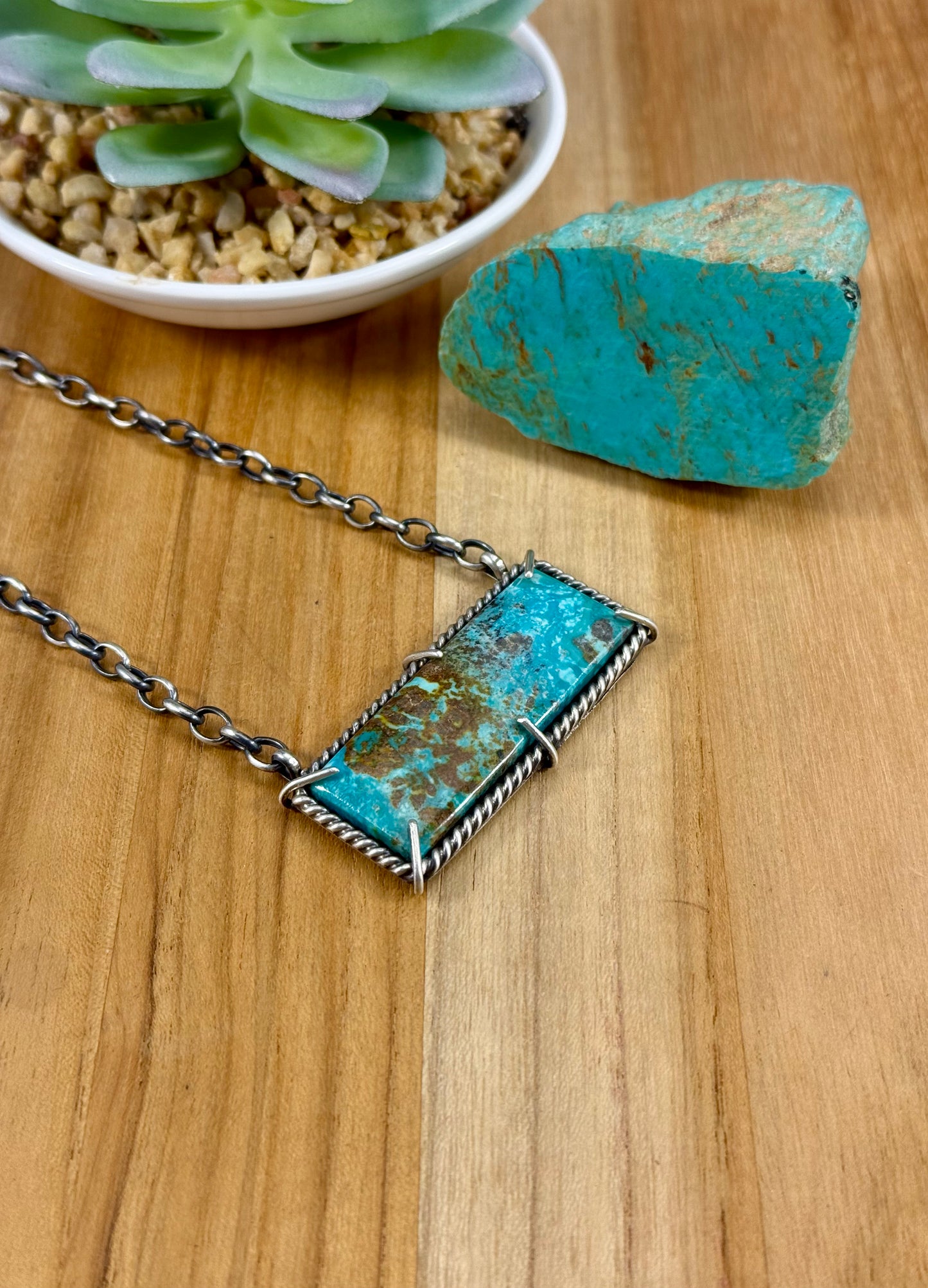 Kingman Turquoise Waterproof Bar Necklace