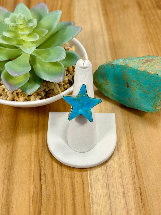 Kingman Turquoise Star Sterling Silver Ring
