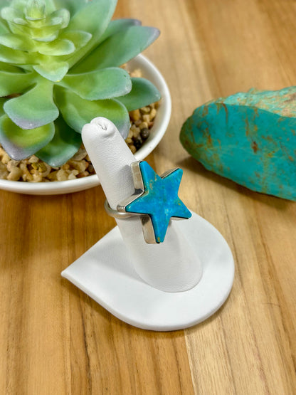 Kingman Turquoise Star Sterling Silver Ring