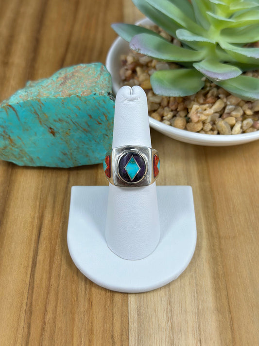 Unisex Multi Stone Inlay Ring