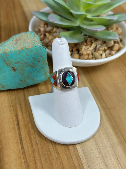 Unisex Multi Stone Inlay Ring