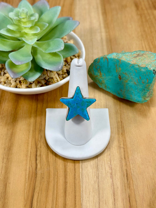 Kingman Turquoise Star Sterling Silver Ring