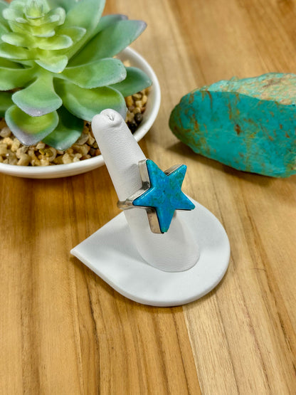 Kingman Turquoise Star Sterling Silver Ring