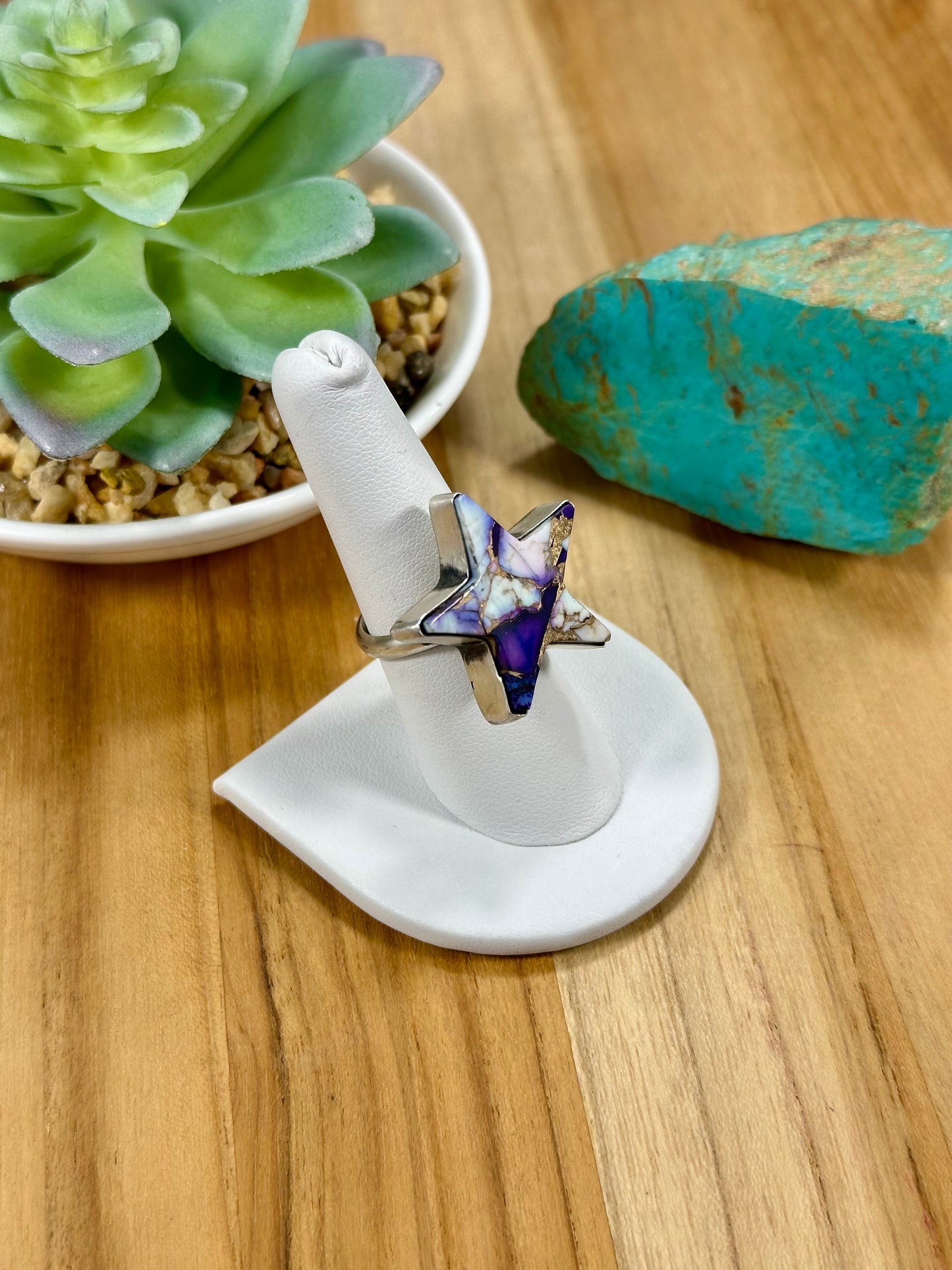 Lavender Dahlia Star Sterling Silver Ring