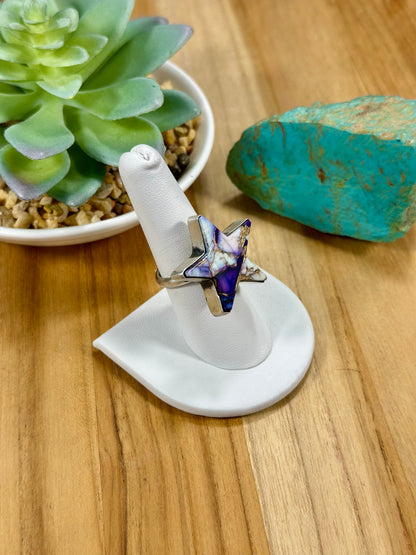 Lavender Dahlia Star Sterling Silver Ring