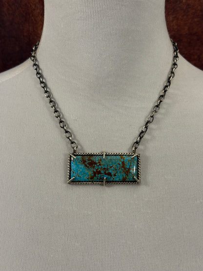 Kingman Turquoise Waterproof Bar Necklace