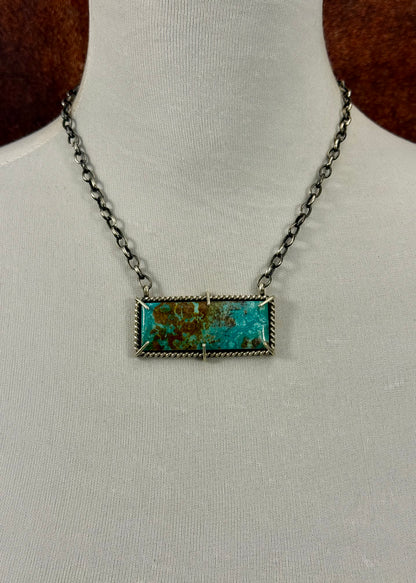 Kingman Turquoise Waterproof Bar Necklace