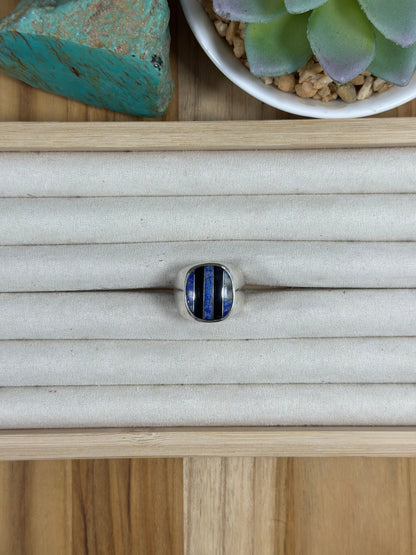 Multi Color Stone Mens Inlay Ring