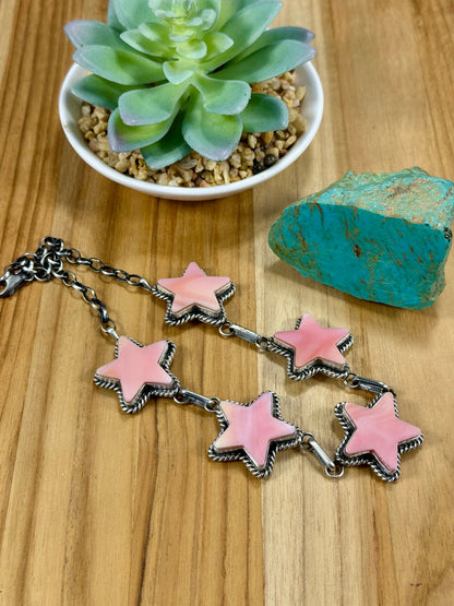 Pink Conch Star Pendant Choker Necklace