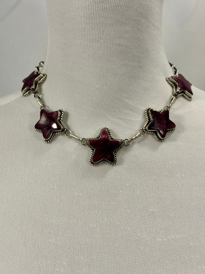 Purple Spiny Star Pendant Choker Necklace
