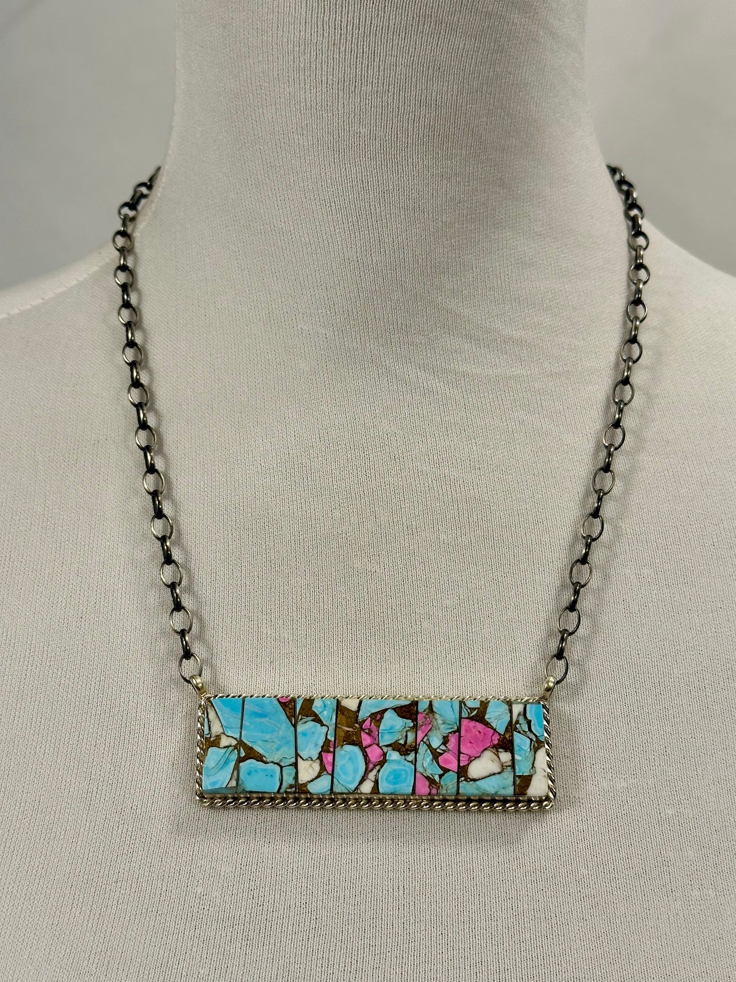 Cotton Candy Bar Sterling Silver Necklace