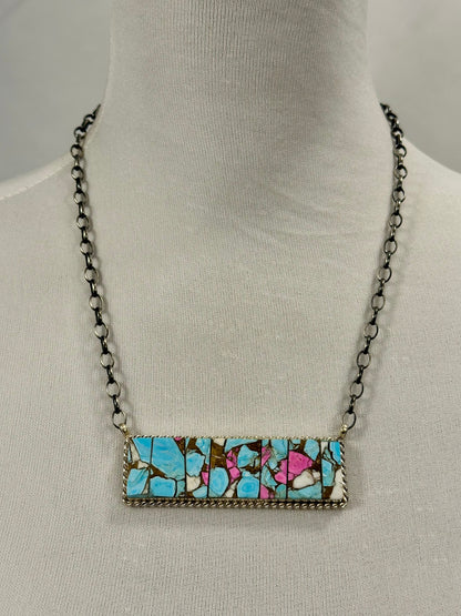 Cotton Candy Bar Sterling Silver Necklace