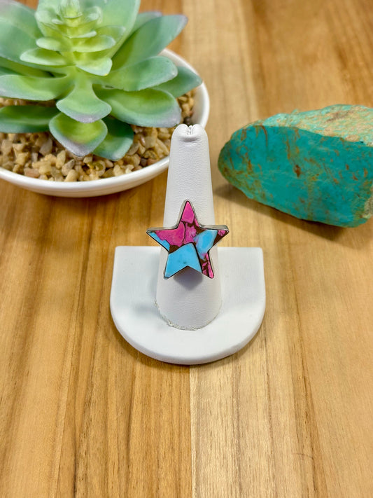 Cotton Candy Star Sterling Silver Ring