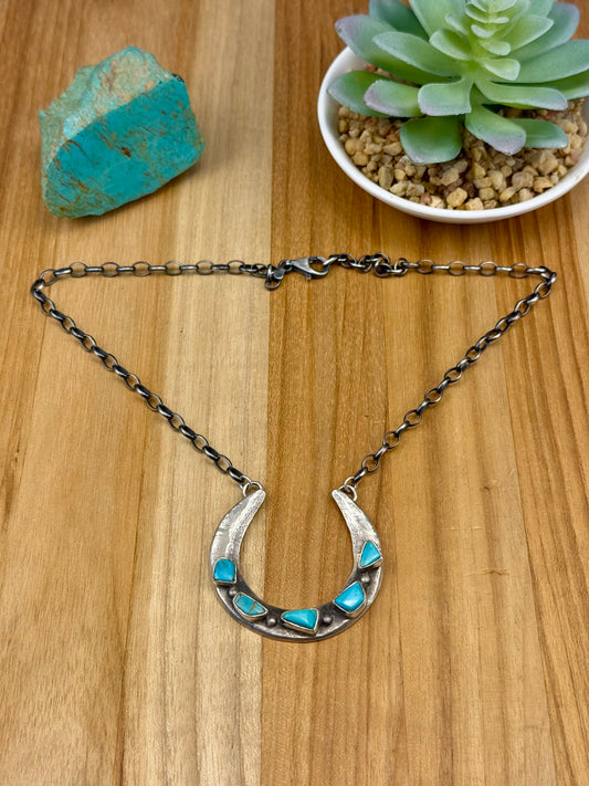 Kingman Turquoise Naja Sterling Necklace