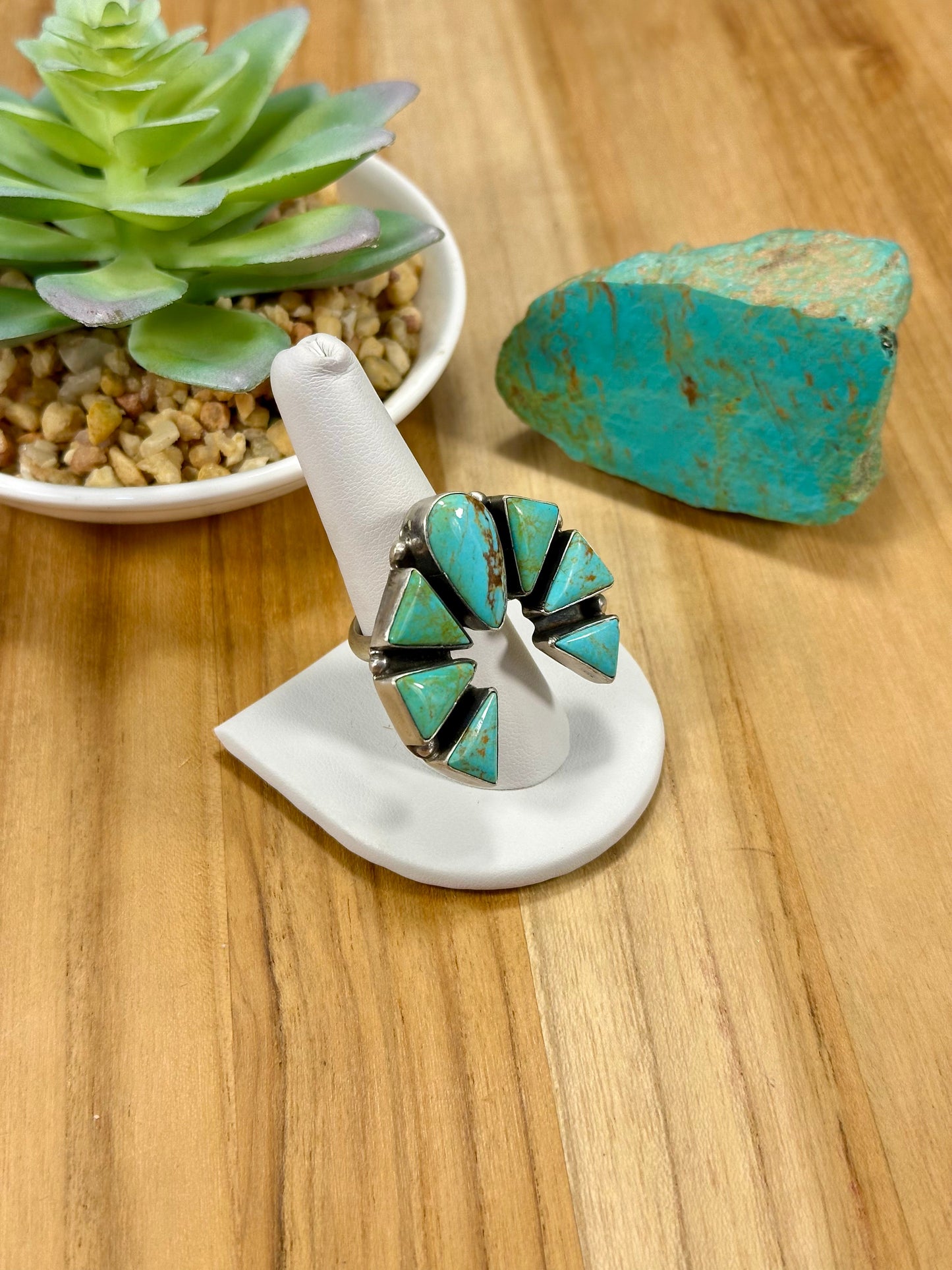 Kingman Turquoise Naja Triangle Sterling Silver Ring