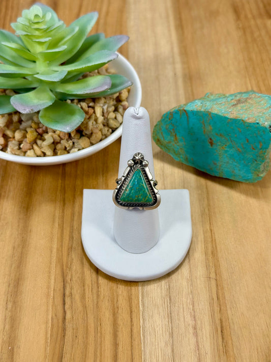 Kingman Turquoise Triangle Sterling Silver Ring