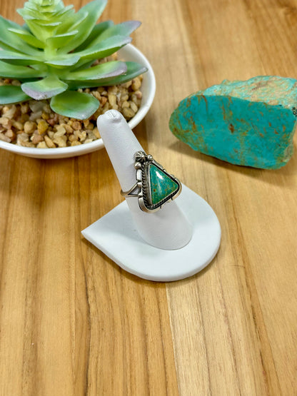 Kingman Turquoise Triangle Sterling Silver Ring