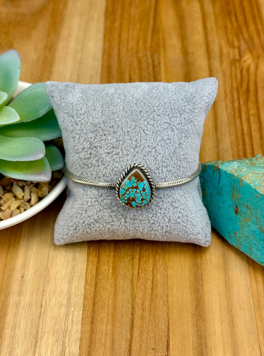 #8 Turquoise Teardrop Sterling Cuff