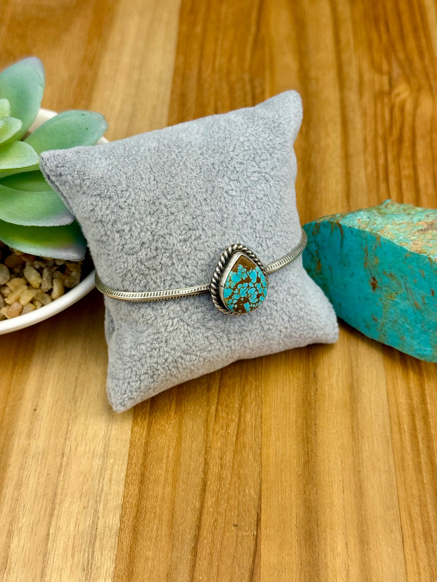 #8 Turquoise Teardrop Sterling Cuff
