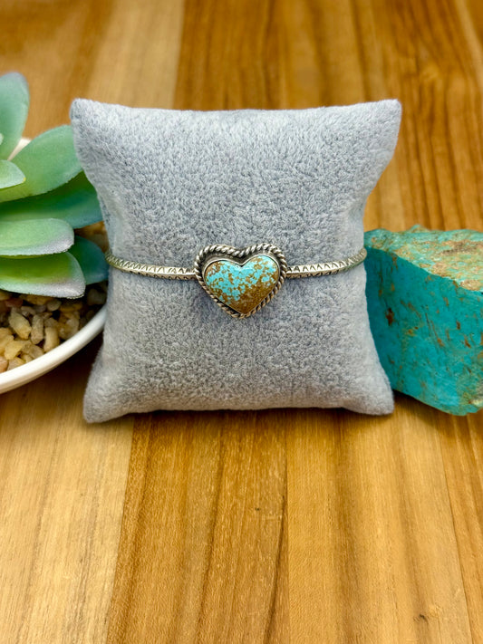 #8 Turquoise Heart Sterling Cuff