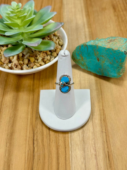 Kingman Turquoise Snake Sterling Silver Ring