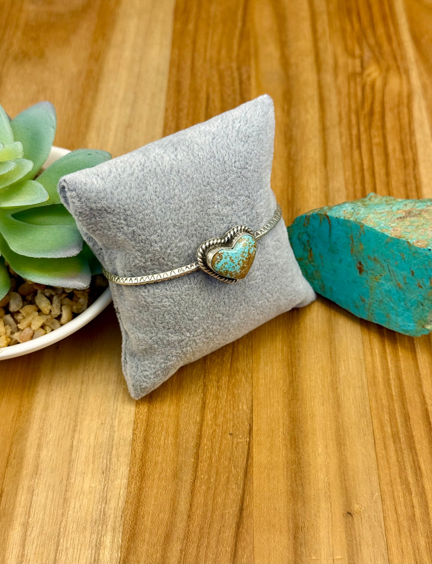 #8 Turquoise Heart Sterling Cuff