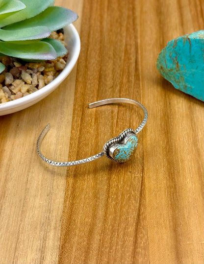 #8 Turquoise Heart Sterling Cuff